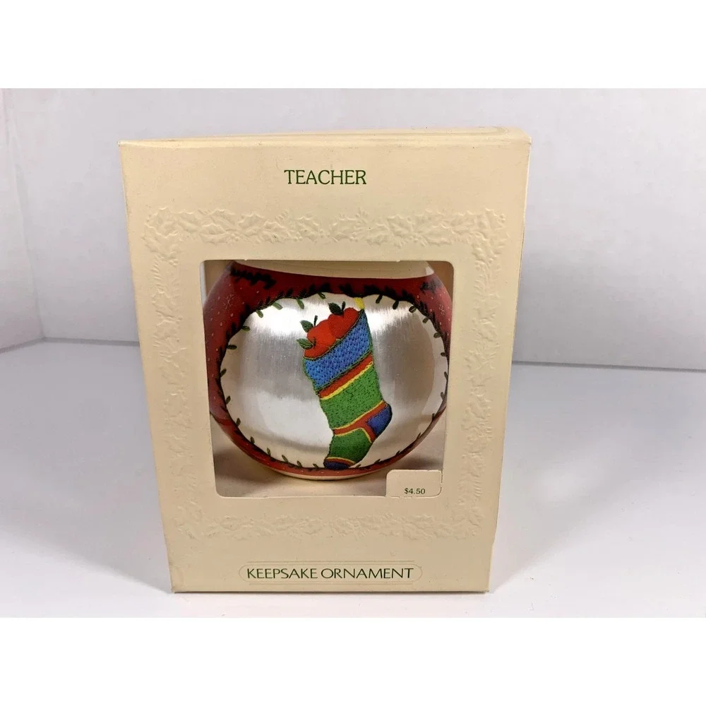 Hallmark 1981 Vintage Special Teacher Ornament‎ Satin Ball